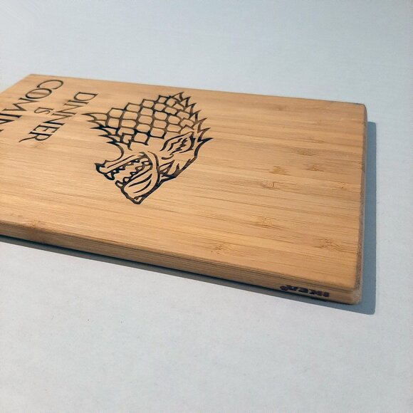 New Bamboo wood Cutting Board 9.5 X 6 in Dinner is coming Game of Thrones parody - Picture 3 of 9